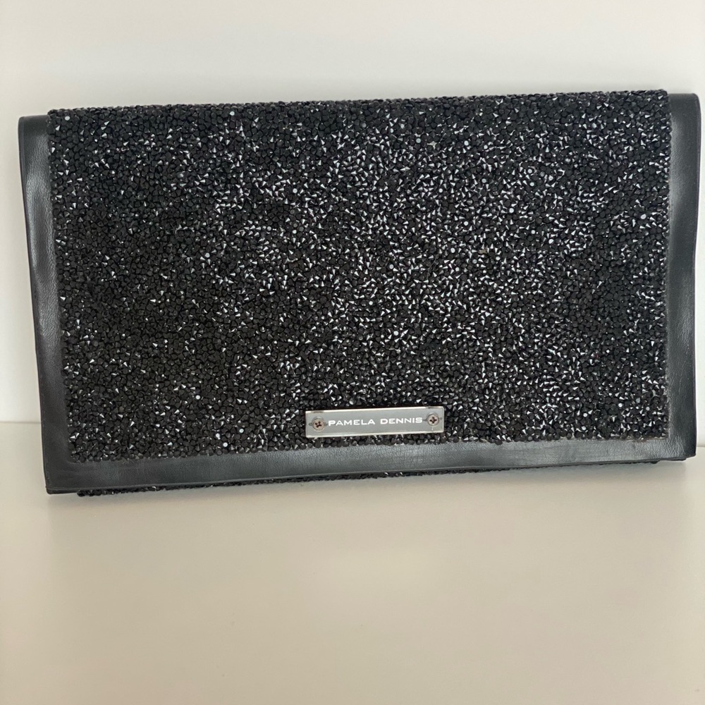 Pamela Dennis black rhinestone clutch